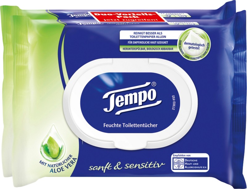 Tempo Aloe Vera Feuchtes Toilettenpapier 260721 2 Stück à 42 Blatt