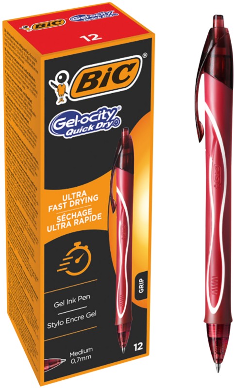 Thumbnail - BIC Gel-ocity Quick Dry Gel Tintenroller Medium 0,4mm Rot 12 Stück
