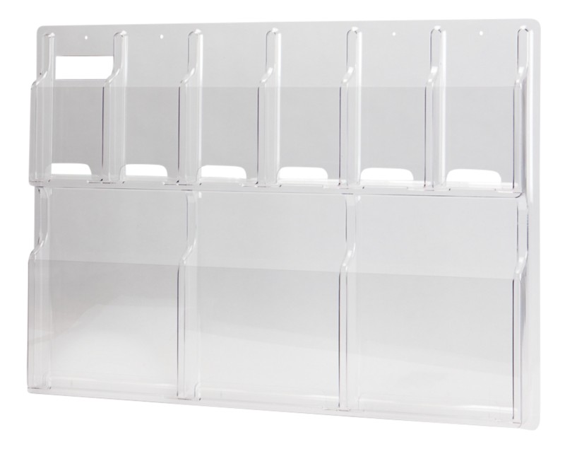 Wall Mountable Literature Display PETG-Plastic 762 x 51 x 1143mm A4 Clear