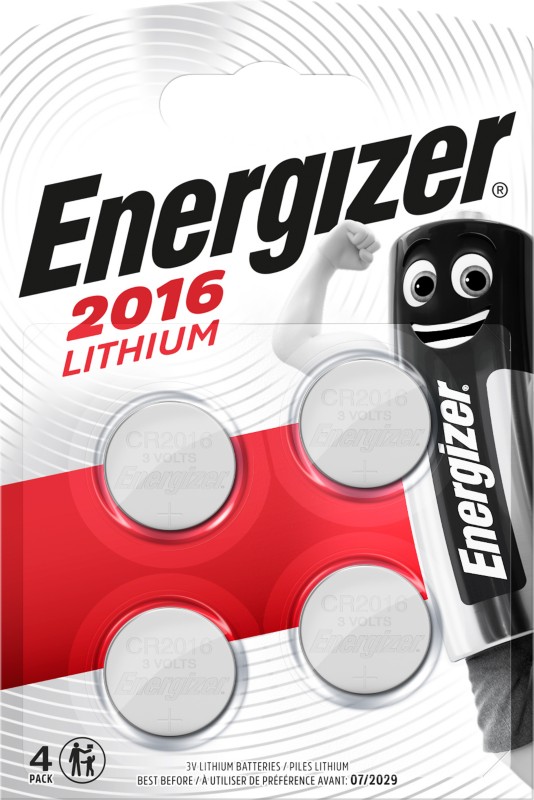 Energizer Knopfzellen CR2016 3 V Lithium 4 Stück