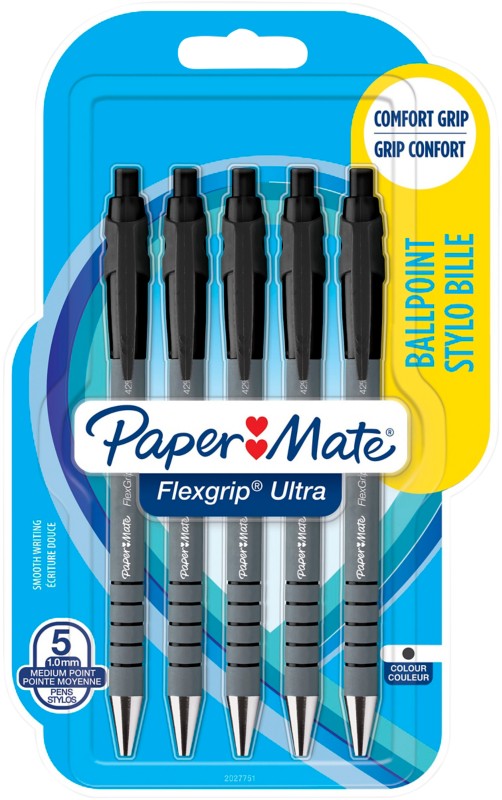 Papermate FlexGrip Ultra Kugelschreiber Schwarz Mittel 0.5 mm 5 Stück