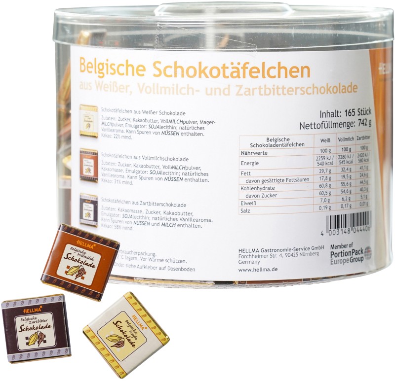 Hellma Belgische Gemischt Schokotäfelchen 165 Stück à 4.5 g