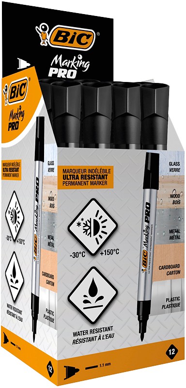 BIC Marking PRO Rundspitze Permanentmarker Breit Rundspitze 1,1 mm Schwarz 12 Stück