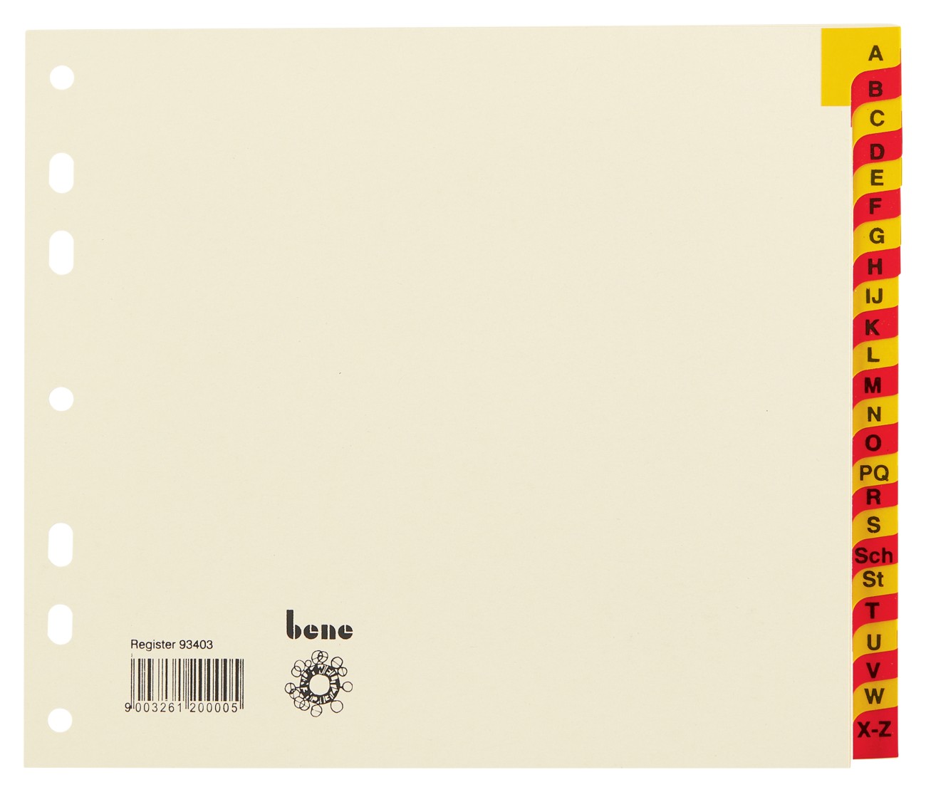Thumbnail - Bene A - Z Alphabetische Register DIN A4 Mehrfarbig 24-teilig Pappkarton 7 Löcher 93403 24 Blatt