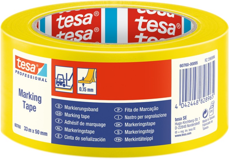 tesa Bodenmarkierungsband tesa Professional Gelb 50 mm (B) x 33 m (L) PVC (Polyvinylchlorid) 60760