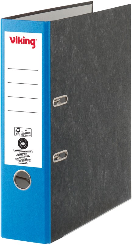 Viking Ordner DIN A4 80 mm Dunkelblau, Schwarz 2 Ringe Pappkarton Wolkenmarmor Hochformat Recycled