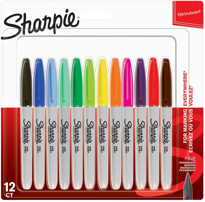 Sharpie Permanentmarker Fein Rundspitze 1 mm Farbig sortiert 12 Stück