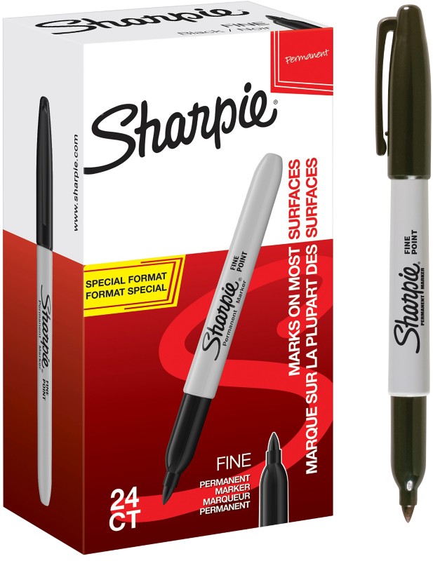 Sharpie Fine Rundspitze Permanentmarker Fein Rundspitze 1 mm Schwarz Wasserbeständig 24 Stück