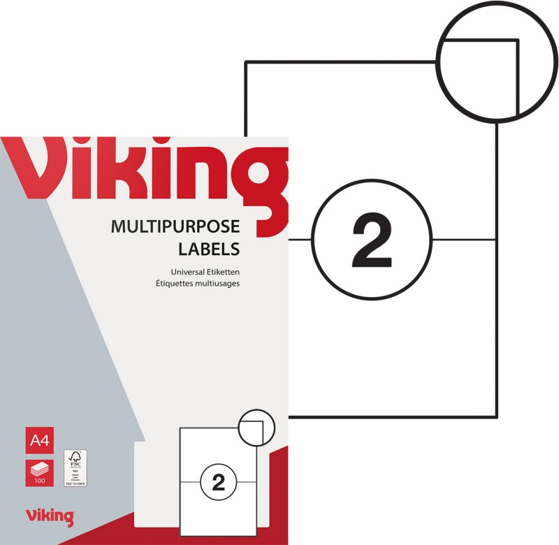 Viking Universaletiketten 1005945 Selbsthaftend Spezial Weiß 210 x 148 mm 100 Blatt à 2 Etiketten