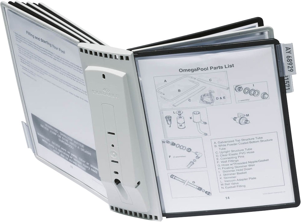 DURABLE Sherpa Sichttafelsystem 10 Flächen DIN A4 Wandmontage PA (Polyamid) Schwarz