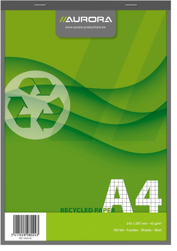 Thumbnail - AURORA Notizblock DIN A4 Kariert Gebunden Papier Grau Nicht perforiert Recycled 200 Seiten