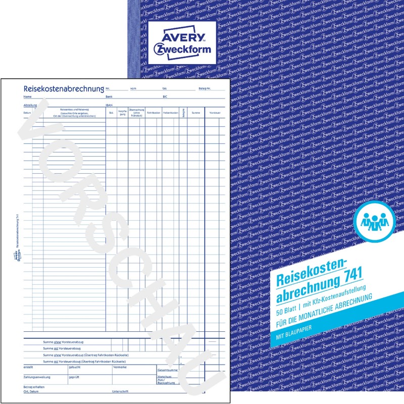 AVERY Zweckform Reisekostenabrechnung 741 DIN A4 Perforiert N/A 50 Blatt