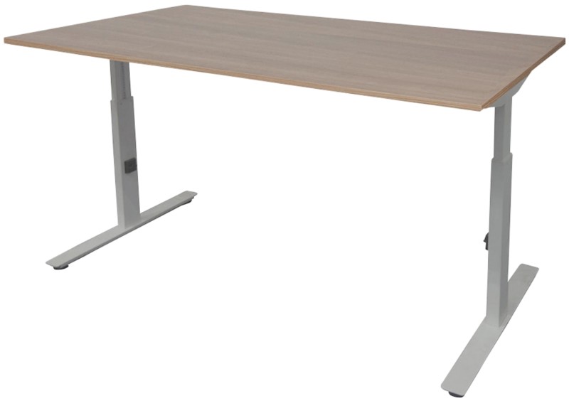 Schaffenburg Höhenverstellbar Sitz-Stehschreibtisch Rechteckig Kirsche Holz Aluminium T-Fuß 1.600 x 800 mm