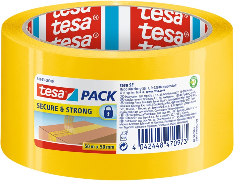 tesa Signalband tesapack Secure & Strong Gelb 50 mm (B) x 50 m (L) PP (Polyproplylen)