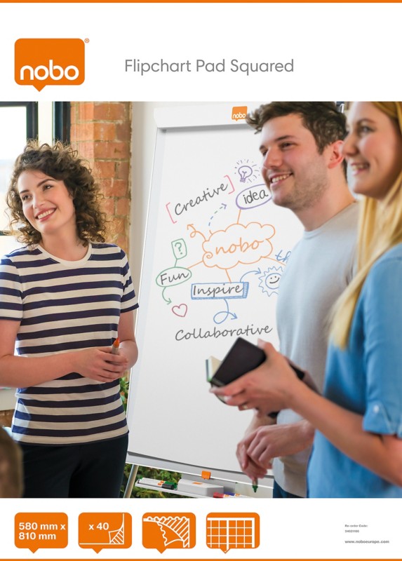 Nobo Squared Flipchart Pads Perforated A1 60gsm Gridded 40 Sheets