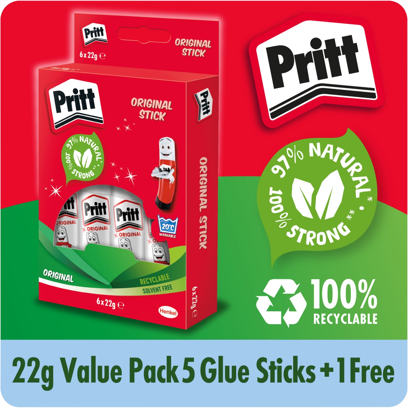 Pritt Glue Stick 22G Value Pack 5 + 1 Free