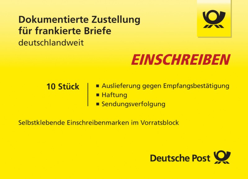 Deutsche Post Einschreiben-Label National 2,65 ¤ Deutschland 10 Stück