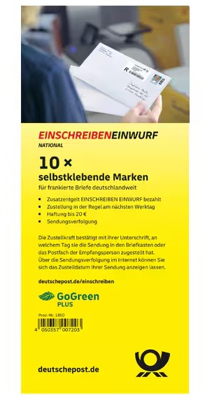 Deutsche Post Briefmarken 2,35 ¤ Einschreiben<multisep/>Einwurf DE National Selbstklebend 10 Stück
