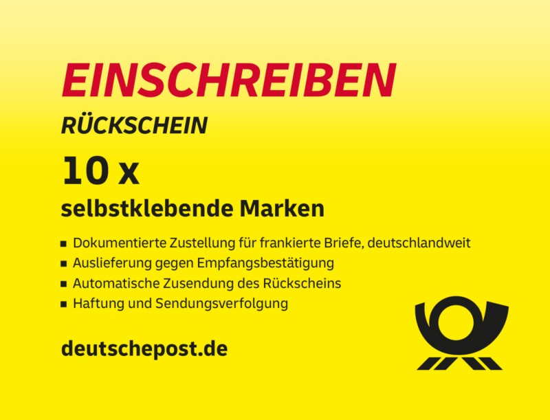 Deutsche Post Briefmarken 4,85 ¤ Einschreiben<multisep/>Rückschein DE Selbstklebend National 10 Stück