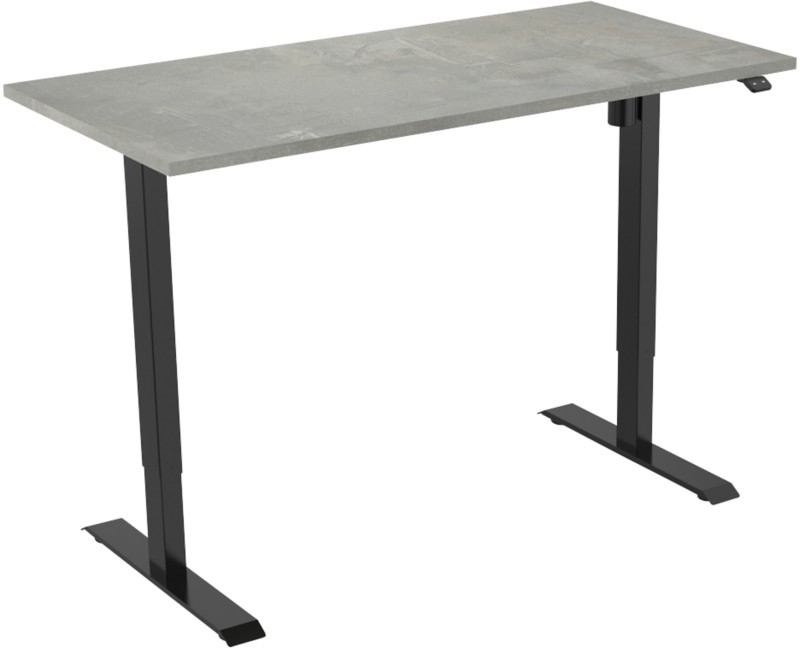 euroseats Oxyd Rechteckig Elektrisch Höhenverstellbar Sitz-Stehschreibtisch Silber Schwarz 1.600 x 800 x 750 - 1.235 mm