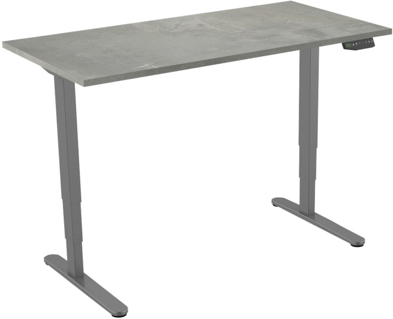 Thumbnail - euroseats Sitz-Stehschreibtisch Rechteckig Weiß Beton T-Fuß 1.600 (B) x 800 (T) x 1.275 (H) mm Metall