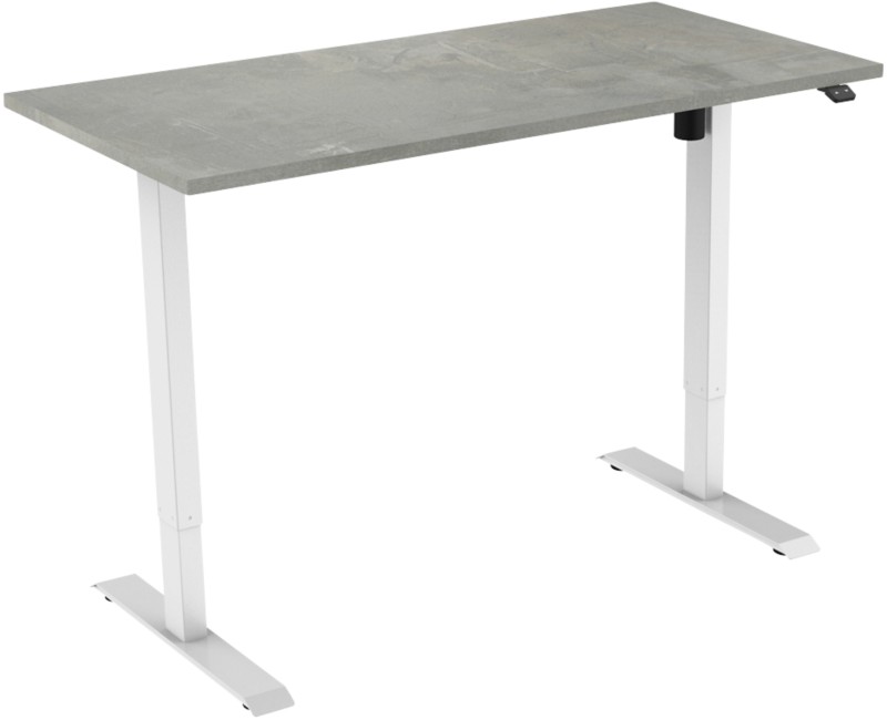 euroseats Oxyd Rechteckig Elektrisch Höhenverstellbar Sitz-Stehschreibtisch Silber Weiß 1.600 x 800 x 750 - 1.235 mm