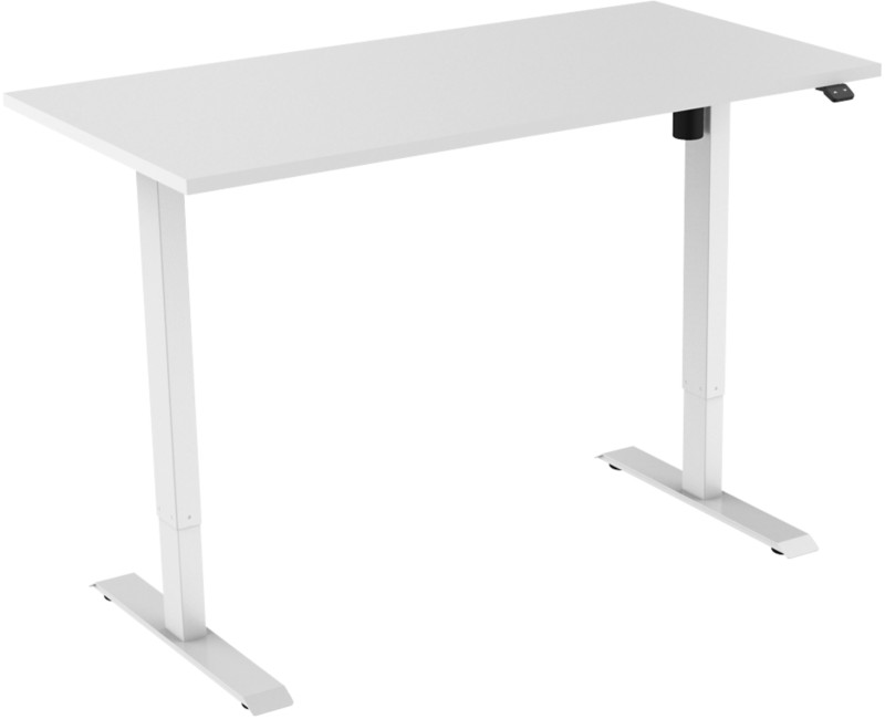 euroseats Elektrisch Höhenverstellbar Sitz-Stehschreibtisch Rechteckig Eiche Silber Weiß T-Fuß 1.600 x 800 x 1.235 mm