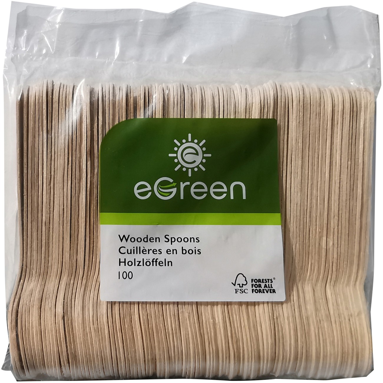 Egreen Disposable Dessert Spoons Birchwood 3.5 X 20Cm Brown Pack Of 100