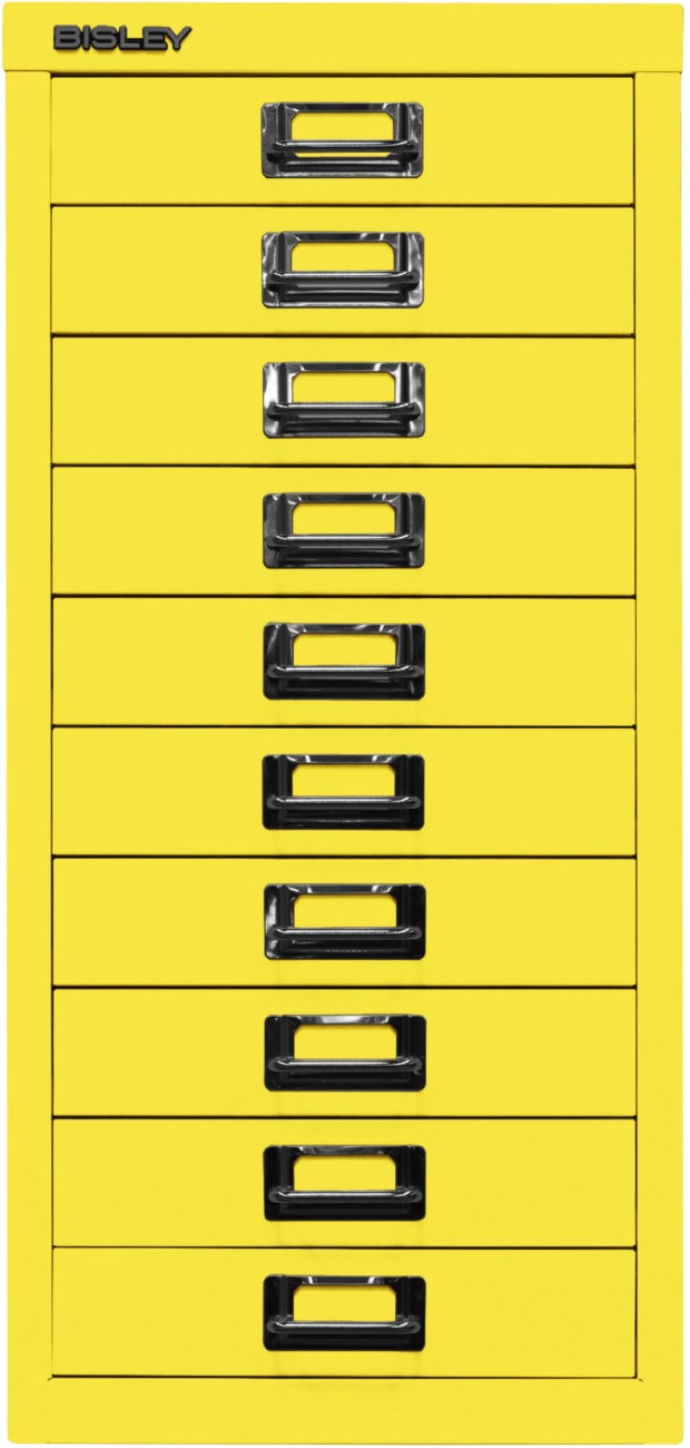 Bisley Schubladenschrank 10 Schübe Gelb 279 x 380 x 590 mm