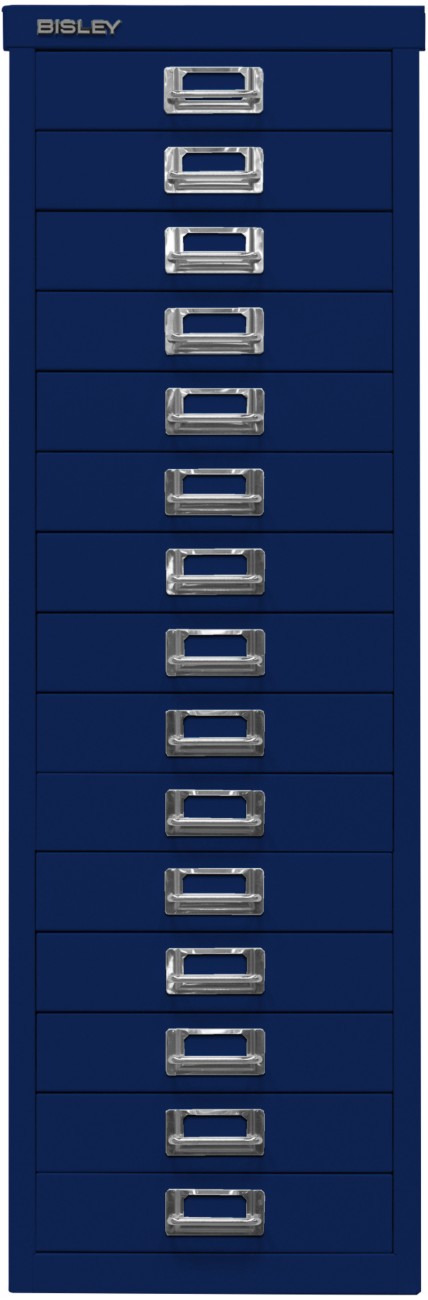 Thumbnail - Bisley Schubladenschrank 15 Schübe Oxfordblau 279 x 380 x 860 mm