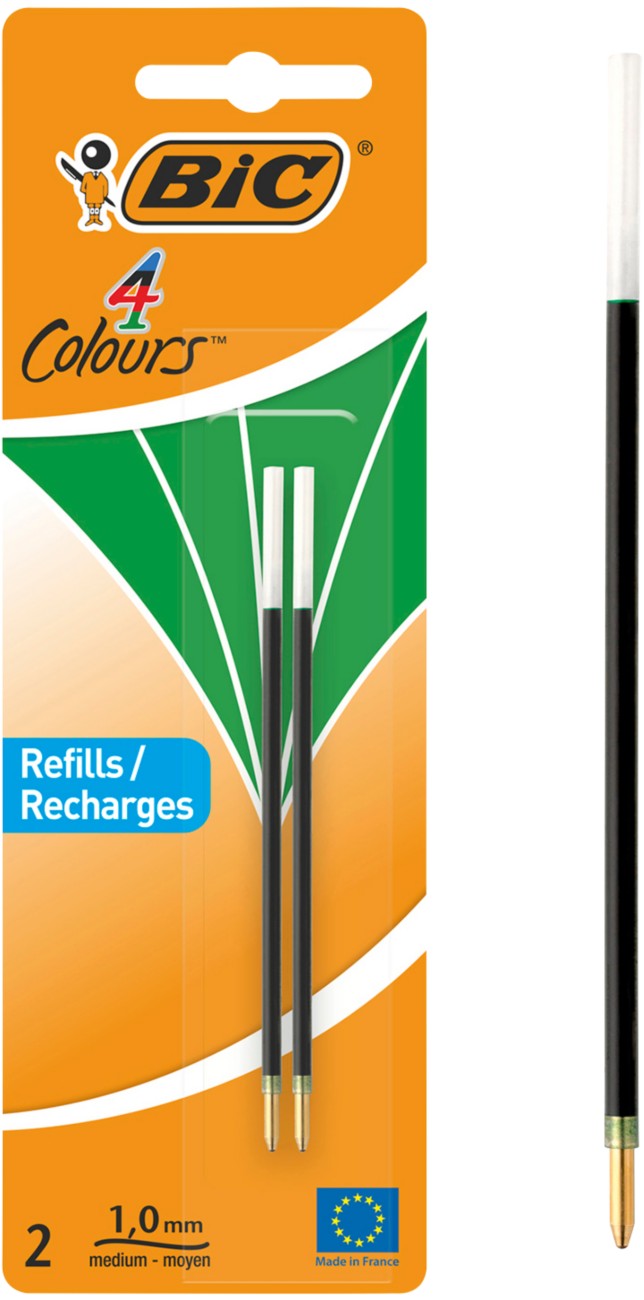 Bic Ballpoint Pen Refill 4 Colours 0.4 Mm Green Pack Of 2