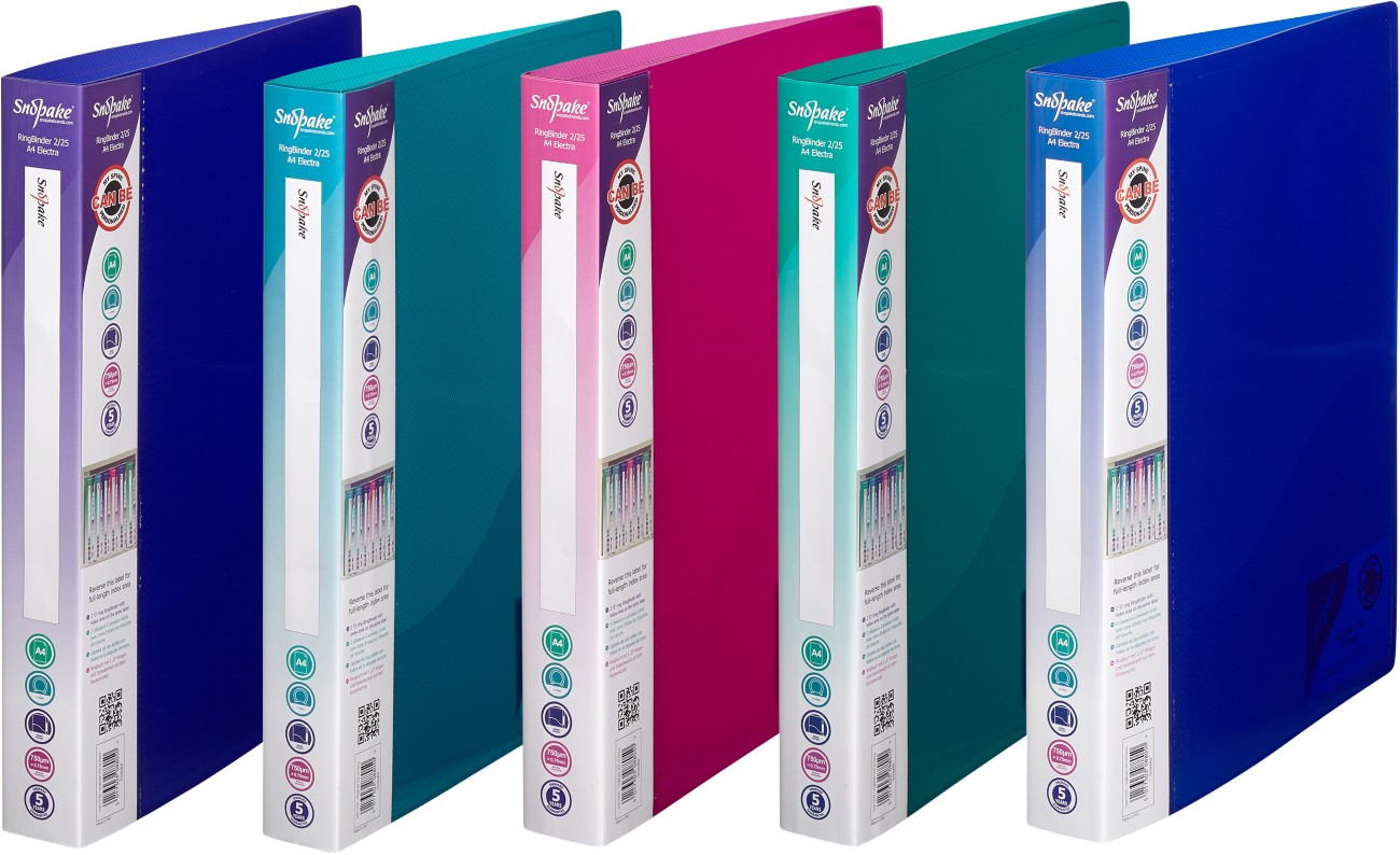 Snopake 25 Mm Ring Binder Pp (Polypropylene) A4 2 Rings Assorted Pack Of 10