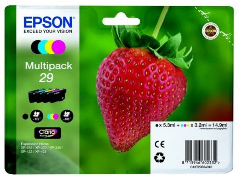 Epson Original Ink Cartridge 29 EasyMail T29864511 Black, Cyan, Magenta, Yellow Multipack of 4