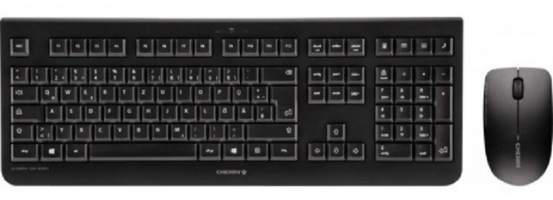 Cherry DW 3000  Keyboard  1,200 dpi Optical  3 keys AZERTY  Black