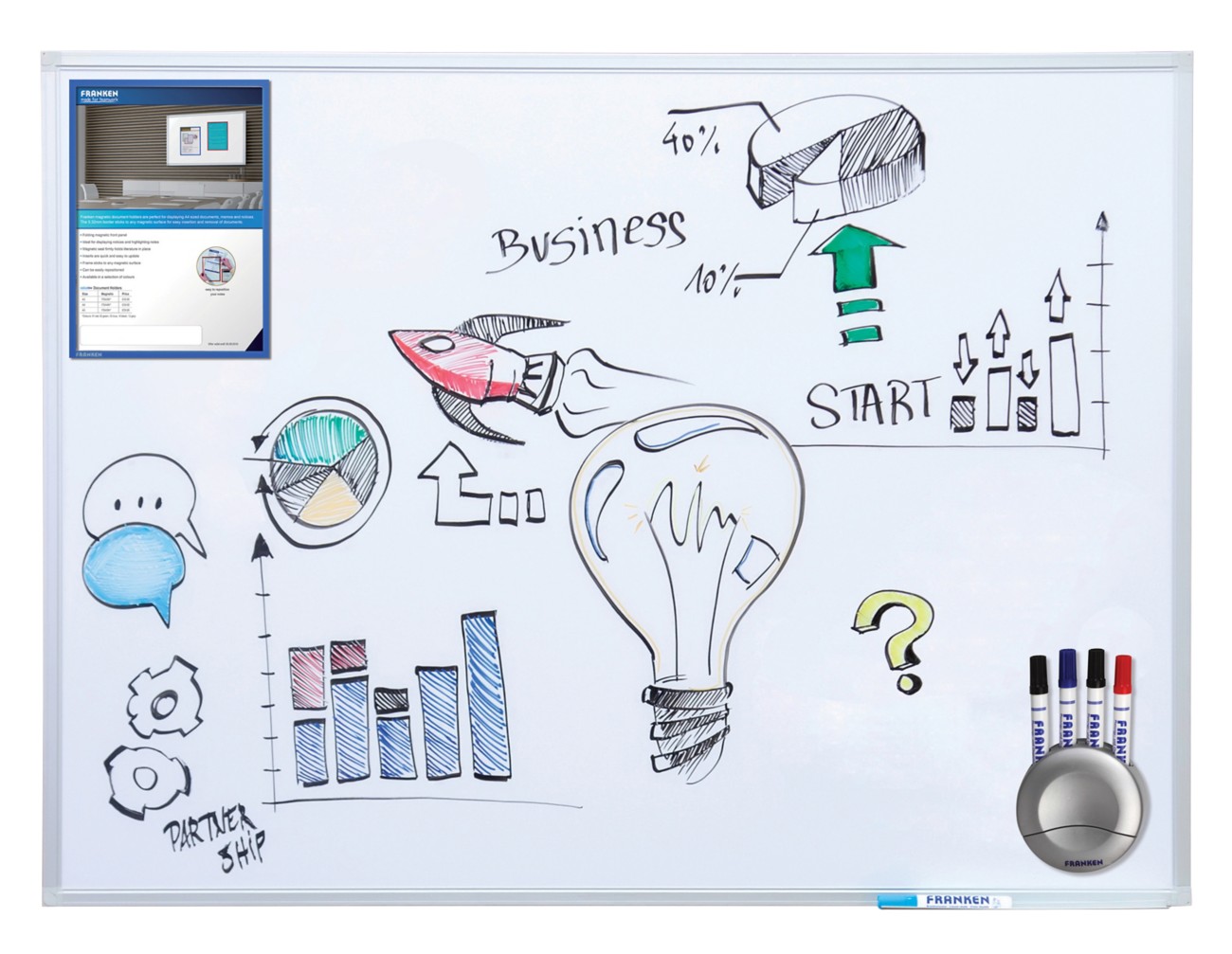 Thumbnail - Franken Whiteboard Wandmontiert Magnetisch Emaille Einseitig 200 (B) x 100 (H) cm