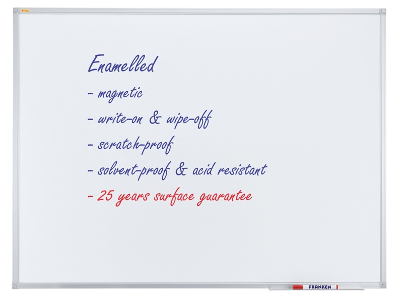 Franken Whiteboard Wandmontiert Magnetisch Emaille Einseitig 150 (B) x 120 (H) cm