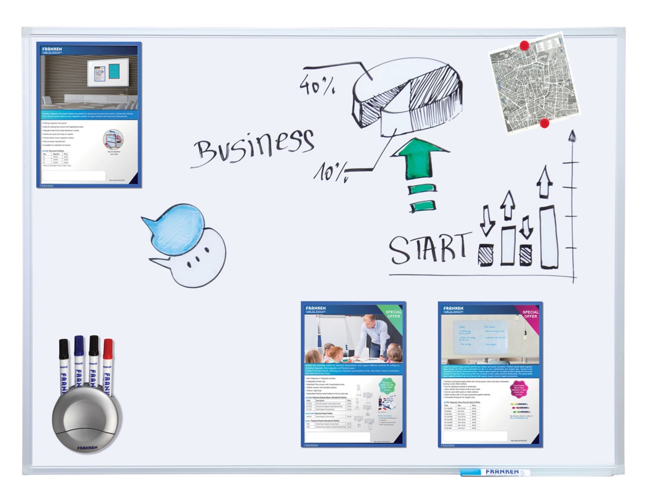 Thumbnail - Franken X-tra!Line Whiteboard Magnetisch Lackierter Stahl Einseitig 300 (B) x 120 (H) cm