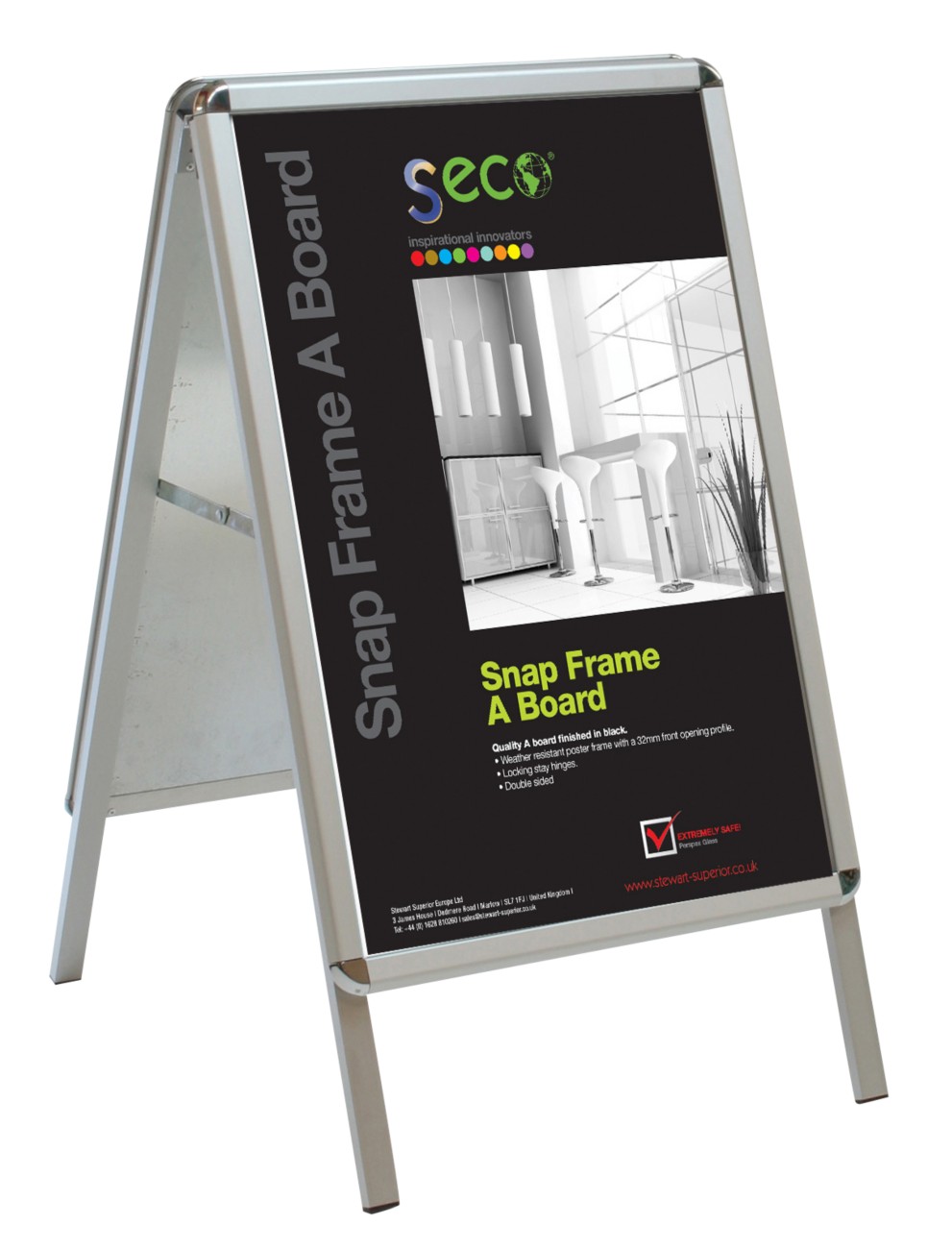 Seco Pavement Sign A1 Aluminium Silver Weather Proofwind Resistant