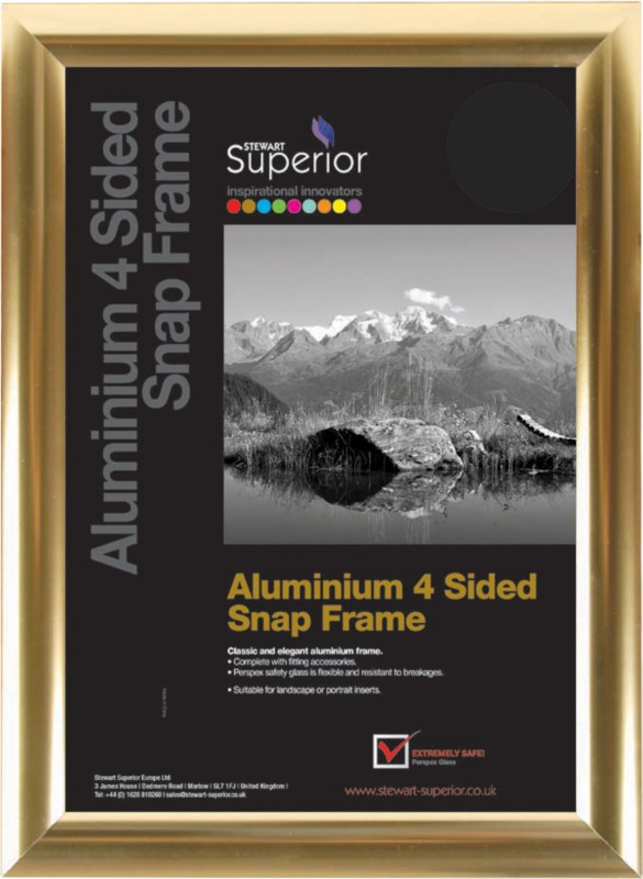 Stewart Superior Wall Mountable Snap Frame A3 350 x 12 x 260 mm Polished Gold