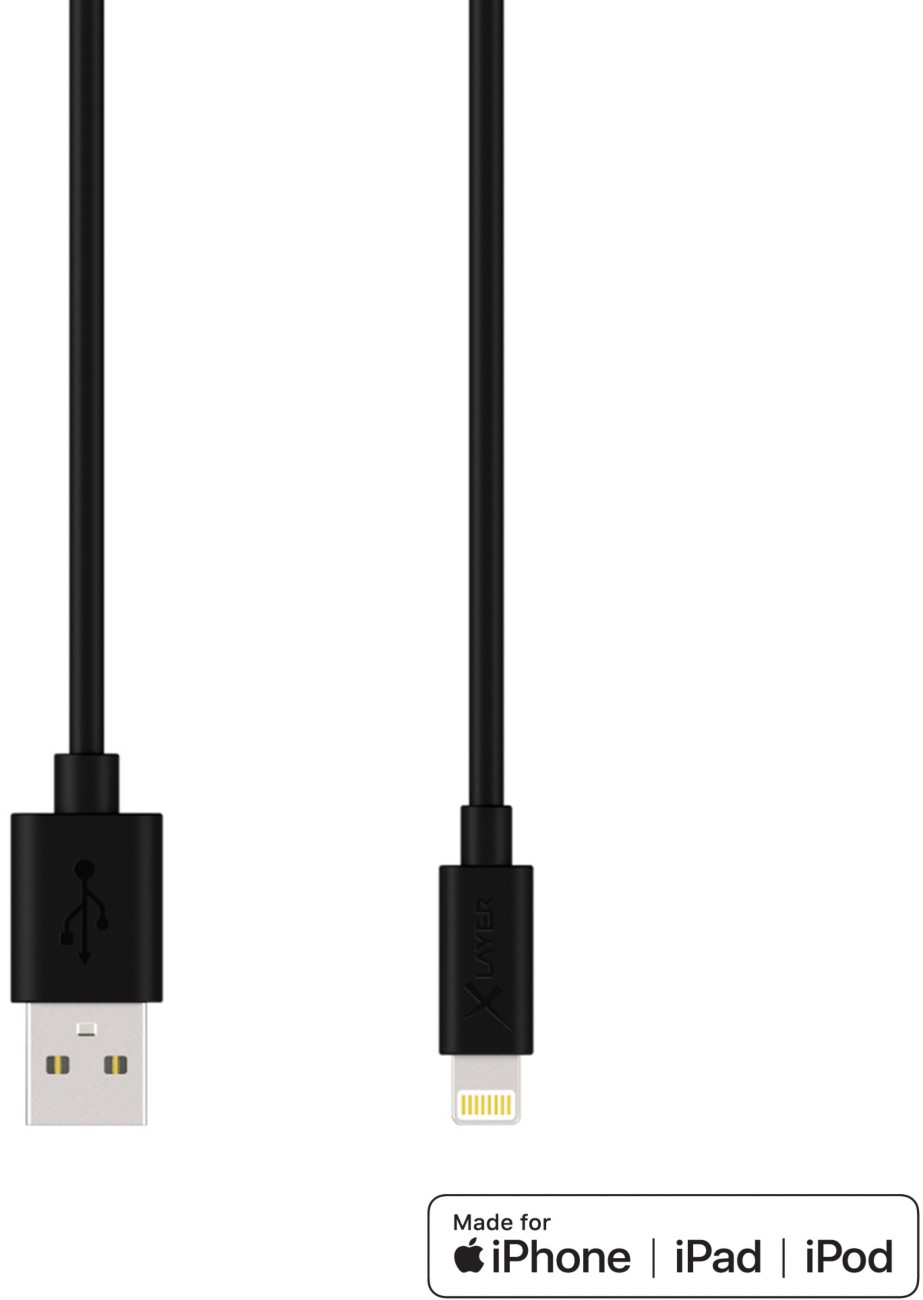 XLAYER 210569 1 x USB A Stecker auf 1 x Apple Lightning Stecker Lade- und Sync-Kabel 1,2 m Schwarz