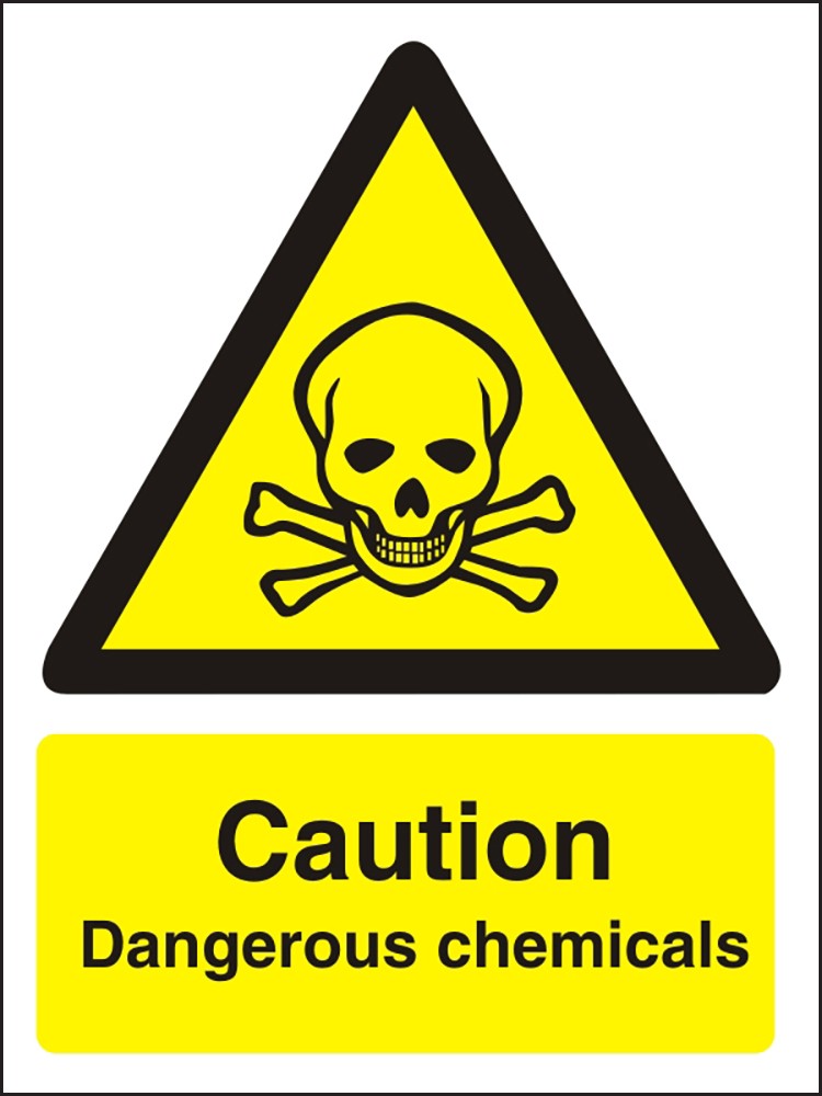 Warning Sign Caution Dangerous Chemicals Adhesive Plastic 40 x 30 cm
