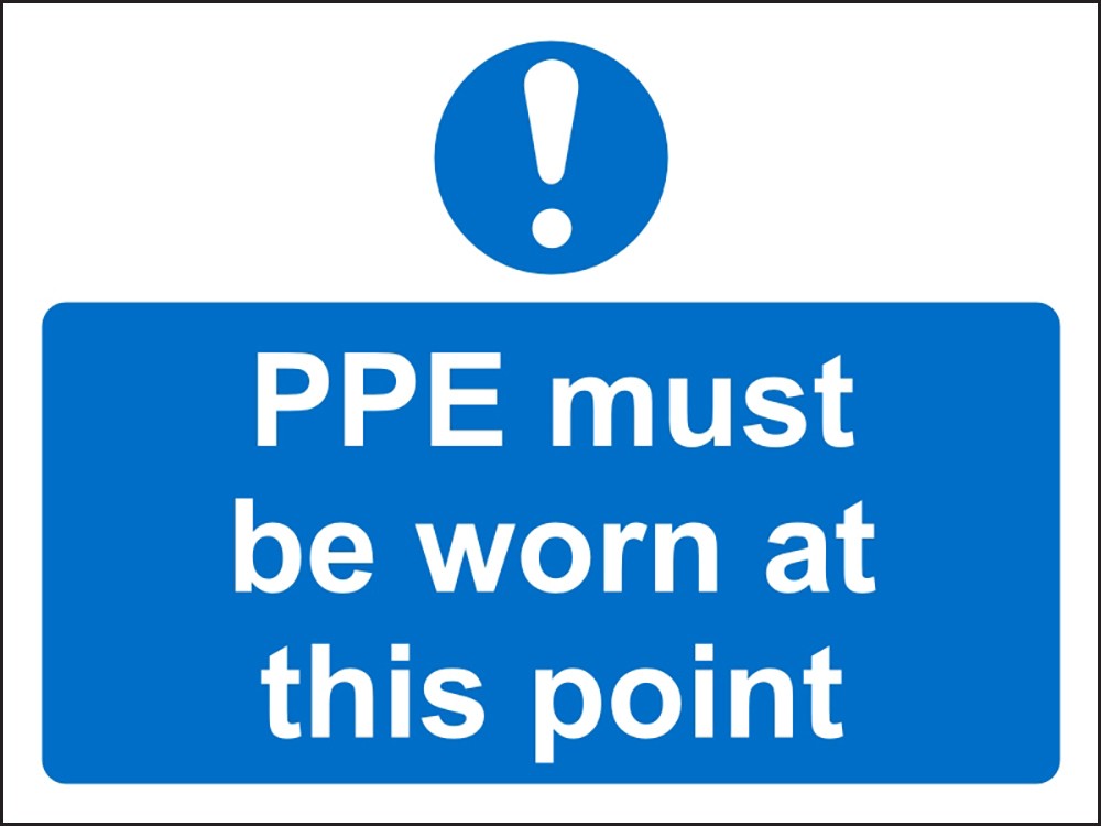 Mandatory Sign PPE Must Be Worn At This Point Freestanding Corrugated Board 45 x 60 cm
