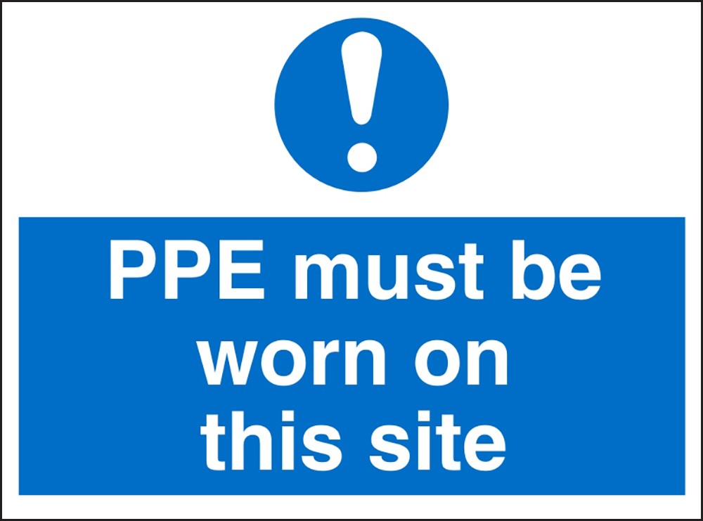 Mandatory Sign PPE Must Be Worn On This Site Freestanding PVC (Polyvinyl Chloride) 45 x 60 cm