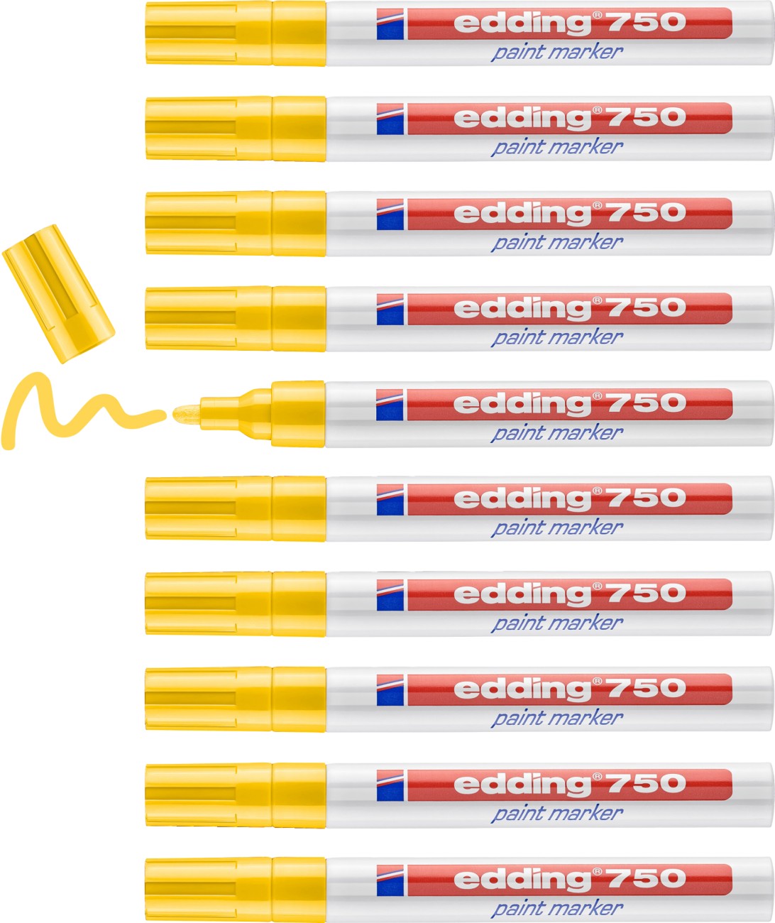 Edding 750 Permanent Paint Marker Yellow Medium Bullet 2 - 4 Mm Water-Resistant Pack Of 10