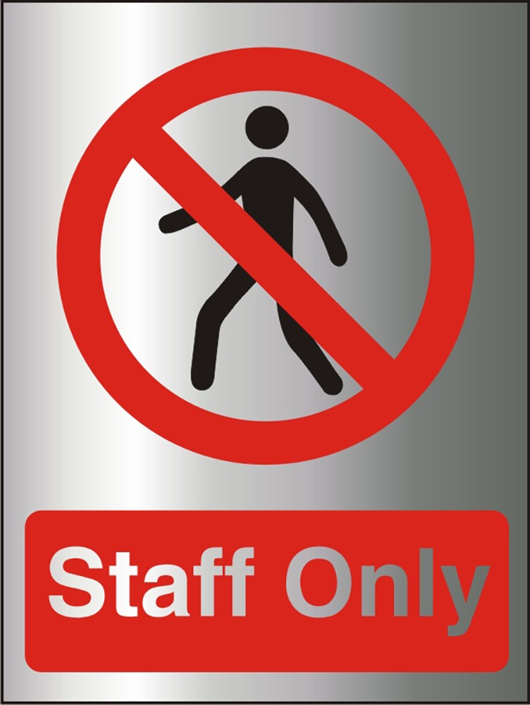 Warning Sign Staff Only Adhesive Aluminium 20 x 15 cm