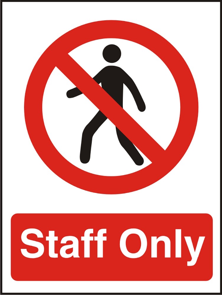 Warning Sign Staff Only Adhesive Acrylic 20 x 15 cm