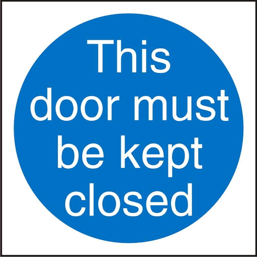 Mandatory Sign Door Kept Closed Adhesive Vinyl 20 x 20 cm
