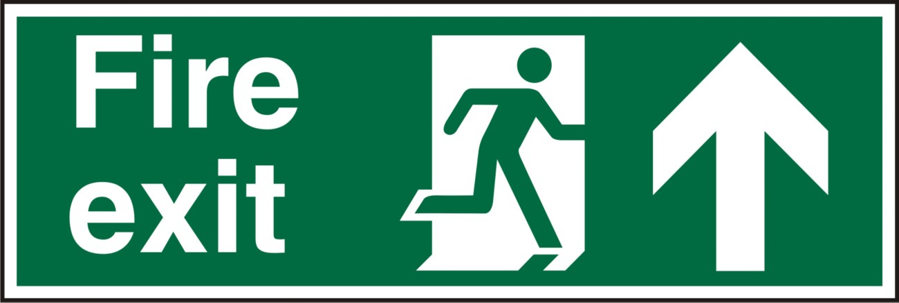 Fire Exit Sign Up Arrow Adhesive Vinyl 20 x 60 cm