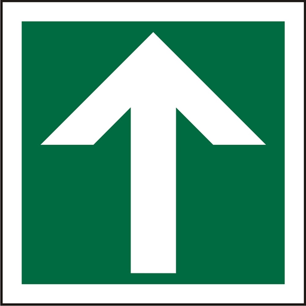 Fire Exit Sign Up Arrow Adhesive Plastic 15 x 15 cm