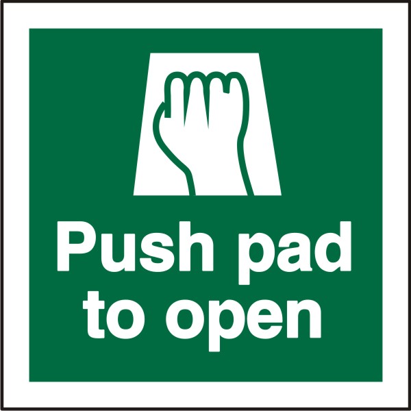 First Aid Sign Push Pad to Open Self-adhesive Vinyl 20 x 20 cm